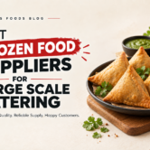 Frozen food suppliers for large scale catering featuring crispy samosas and chutneys