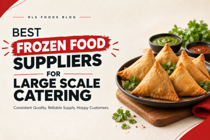 Frozen food suppliers for large scale catering featuring crispy samosas and chutneys