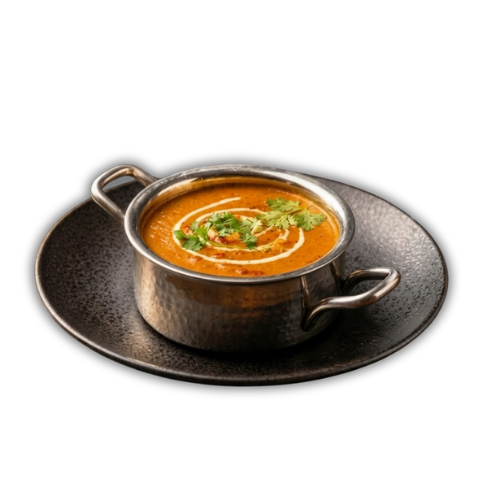 Creamy Indian gravy garnished with coriander and cream