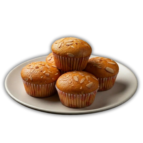 Mava muffins with almond toppings on a plate